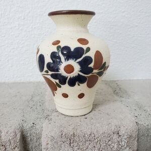 Tonala Jalisco Pottery Vase. Handpainted. Floral. Signed. 4". Folk Art.